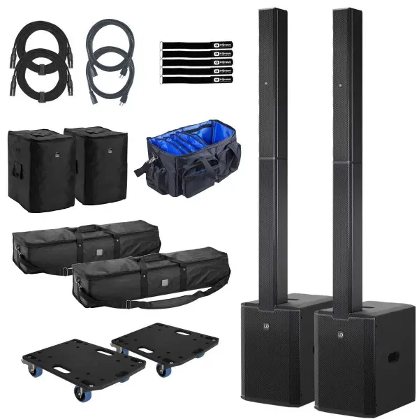 LD Systems MAUI 28 G3 Black PA DJ Column Speaker Systems w Bags & Covers 2 Pack