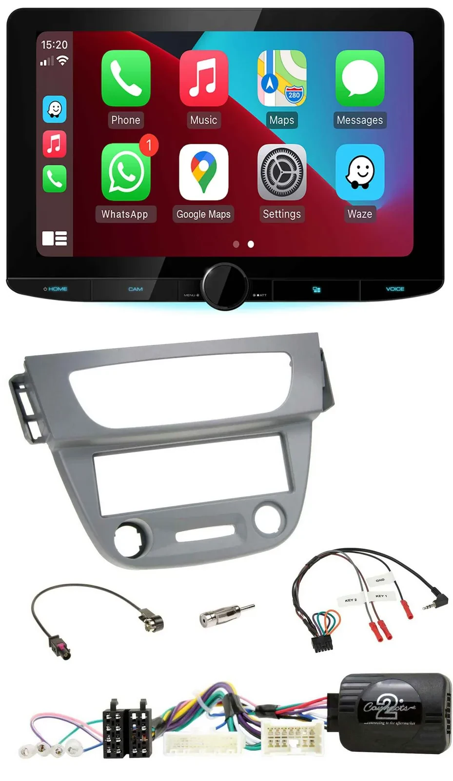 Kenwood Lenkrad USB DAB Bluetooth Autoradio für Renault Megane 3 2012-2014 grau