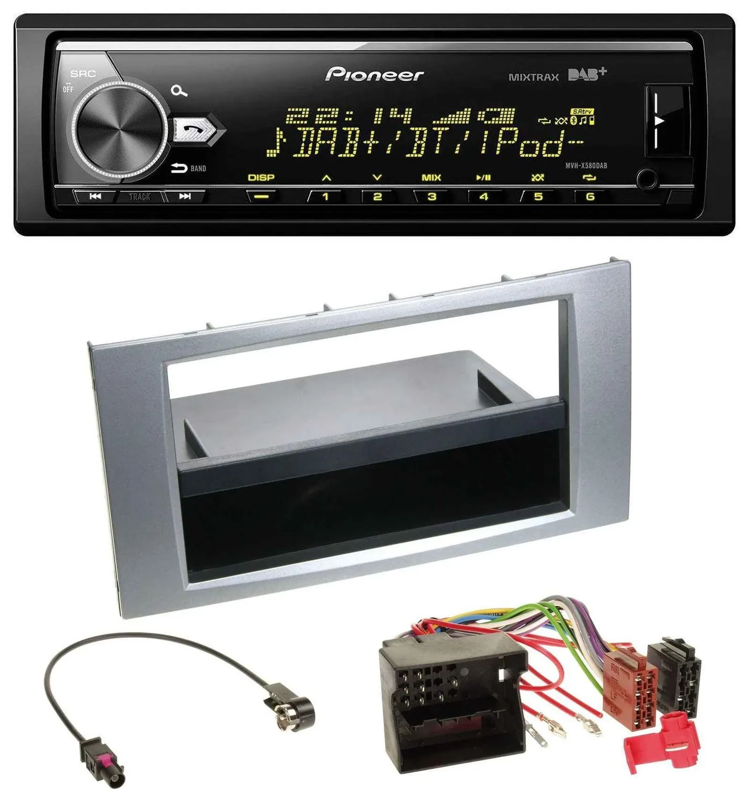 Pioneer Bluetooth USB DAB MP3 Autoradio für Ford Fiesta Focus 2004-2008 silber