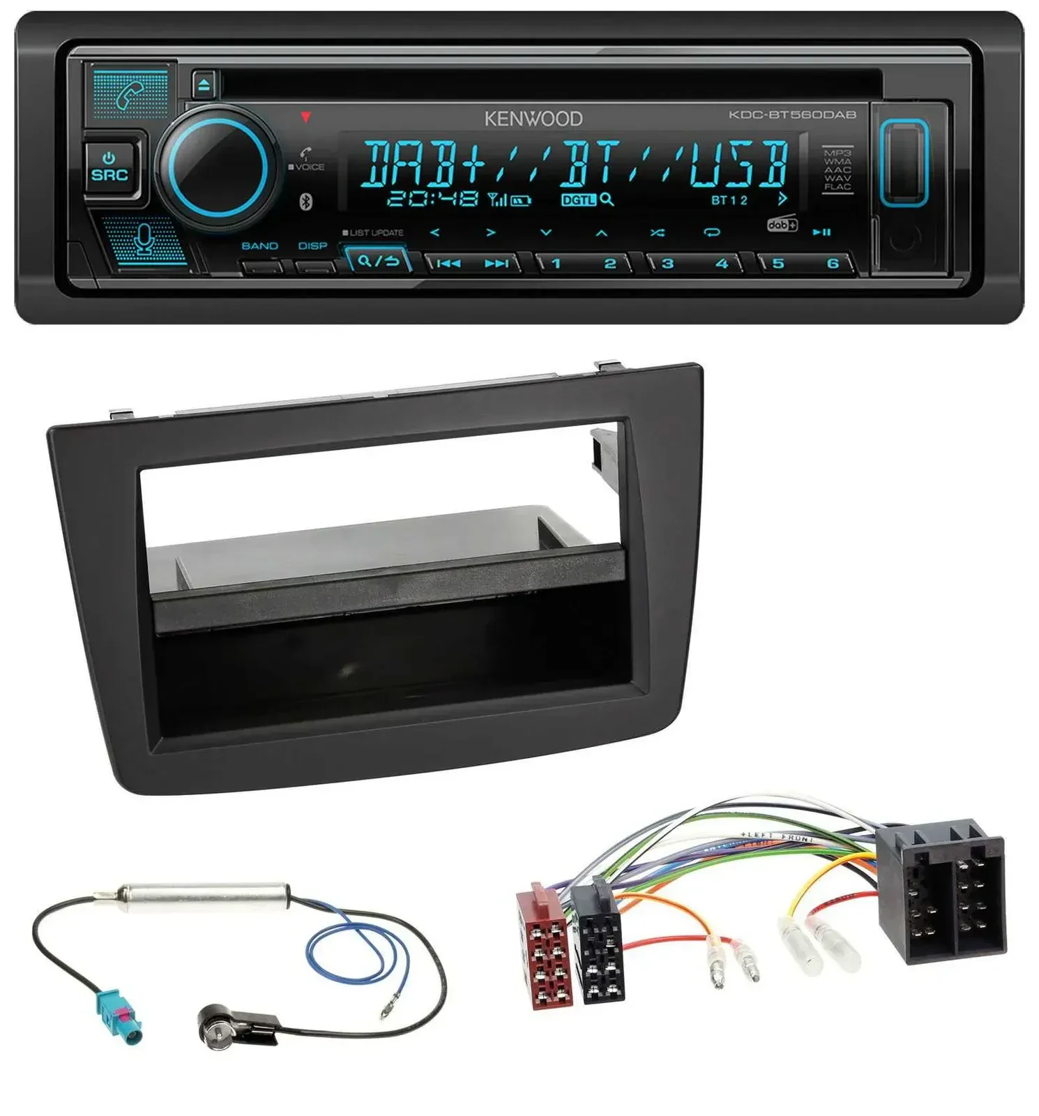 Автомагнитола Kenwood Bluetooth, DAB, CD, MP3, USB для Alfa Romeo Mito 955 (2008–2014), ISO