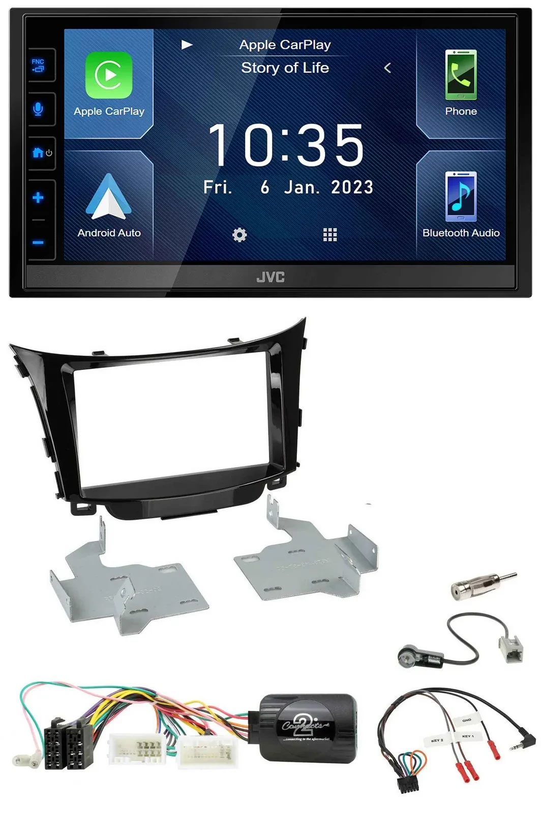 JVC DAB Bluetooth Lenkrad USB 2DIN Autoradio für Hyundai i30 2012-2017