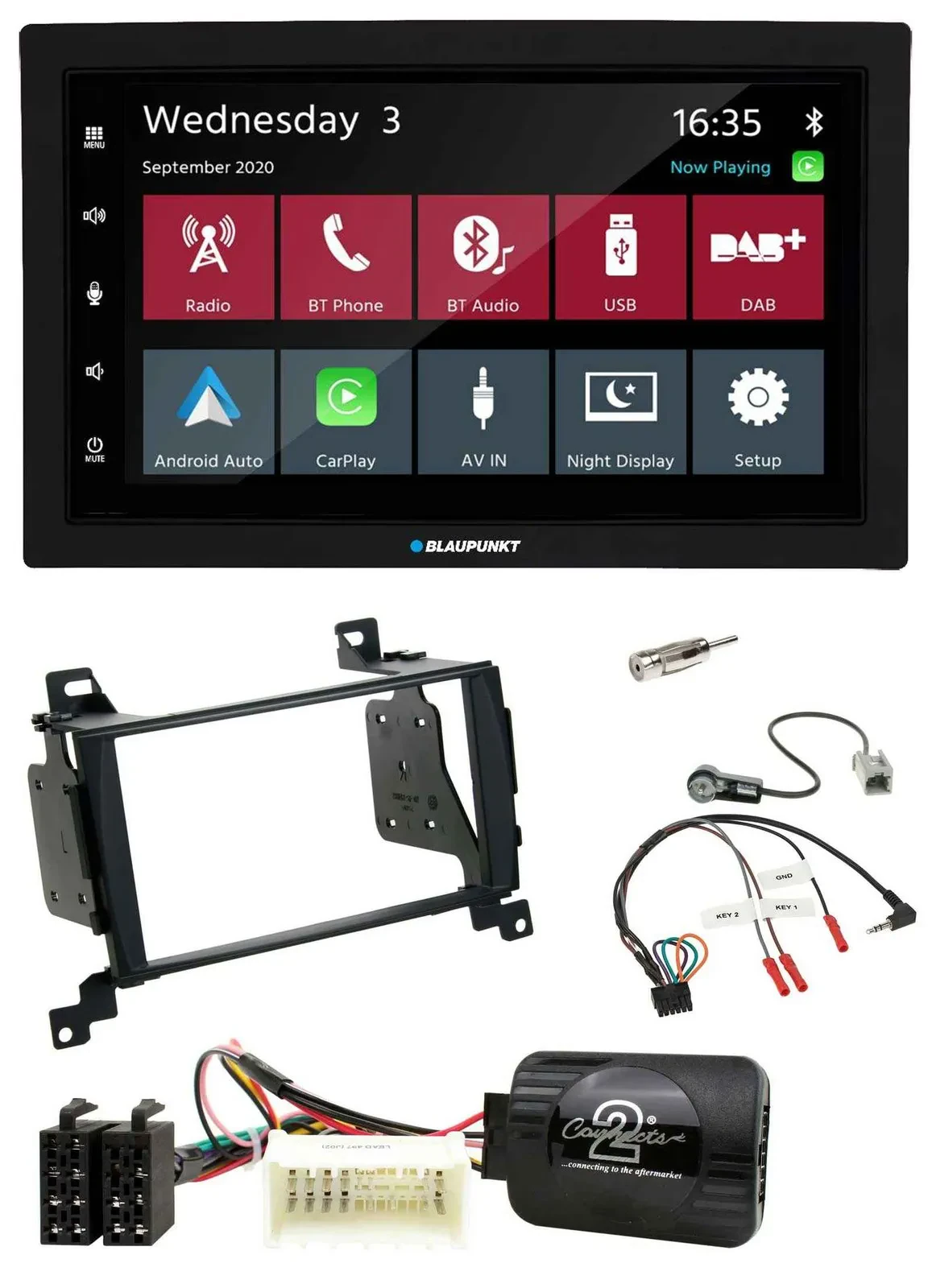 Blaupunkt 2DIN Lenkrad USB Bluetooth DAB Autoradio für Hyundai Santa Fe 07-12