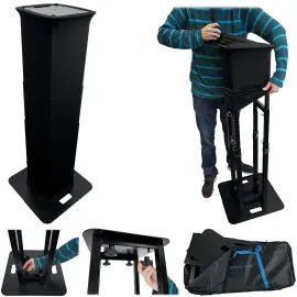 Rockville RTP-GO Black Portable Collapsible DJ Totem Light Stand + Bag + Scrims