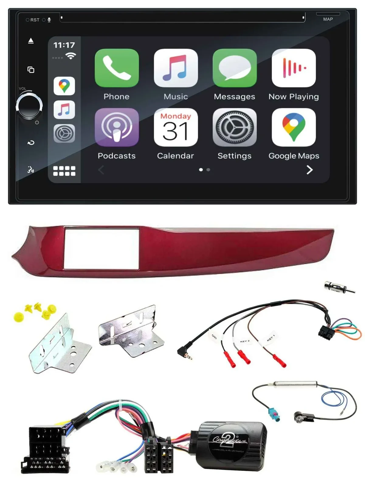 Blaupunkt 2DIN Bluetooth DAB USB DVD Lenkrad Autoradio für Alfa Giulietta rot 94