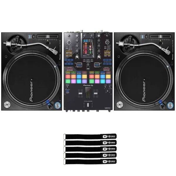 Pioneer PLX-1000 High Torque DJ Turntables Pair w DJM-S11 2-Channel Pro Mixer