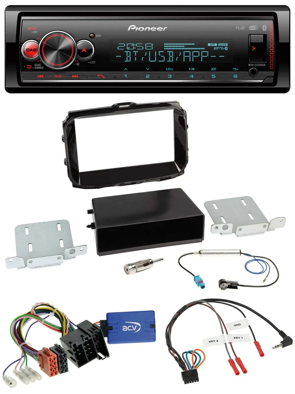 Автомагнитола для Alfa Romeo Giulietta (2013–2021) Pioneer Bluetooth, USB, DAB, ISO