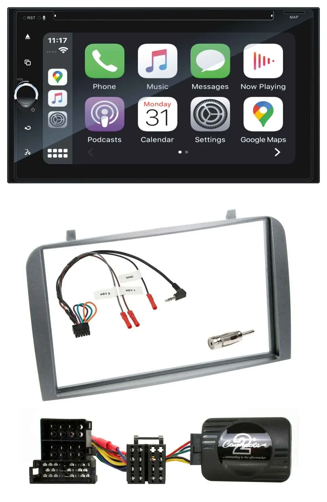 Автомагнитола Blaupunkt 2-DIN USB DAB Bluetooth с навигацией TMC для Alfa Romeo 147/GT с поддержкой кнопок на руле