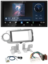 Автомагнитола для Toyota Yaris 2011–2014 Kenwood 2DIN, Bluetooth, USB, DAB, MP3, серебристая