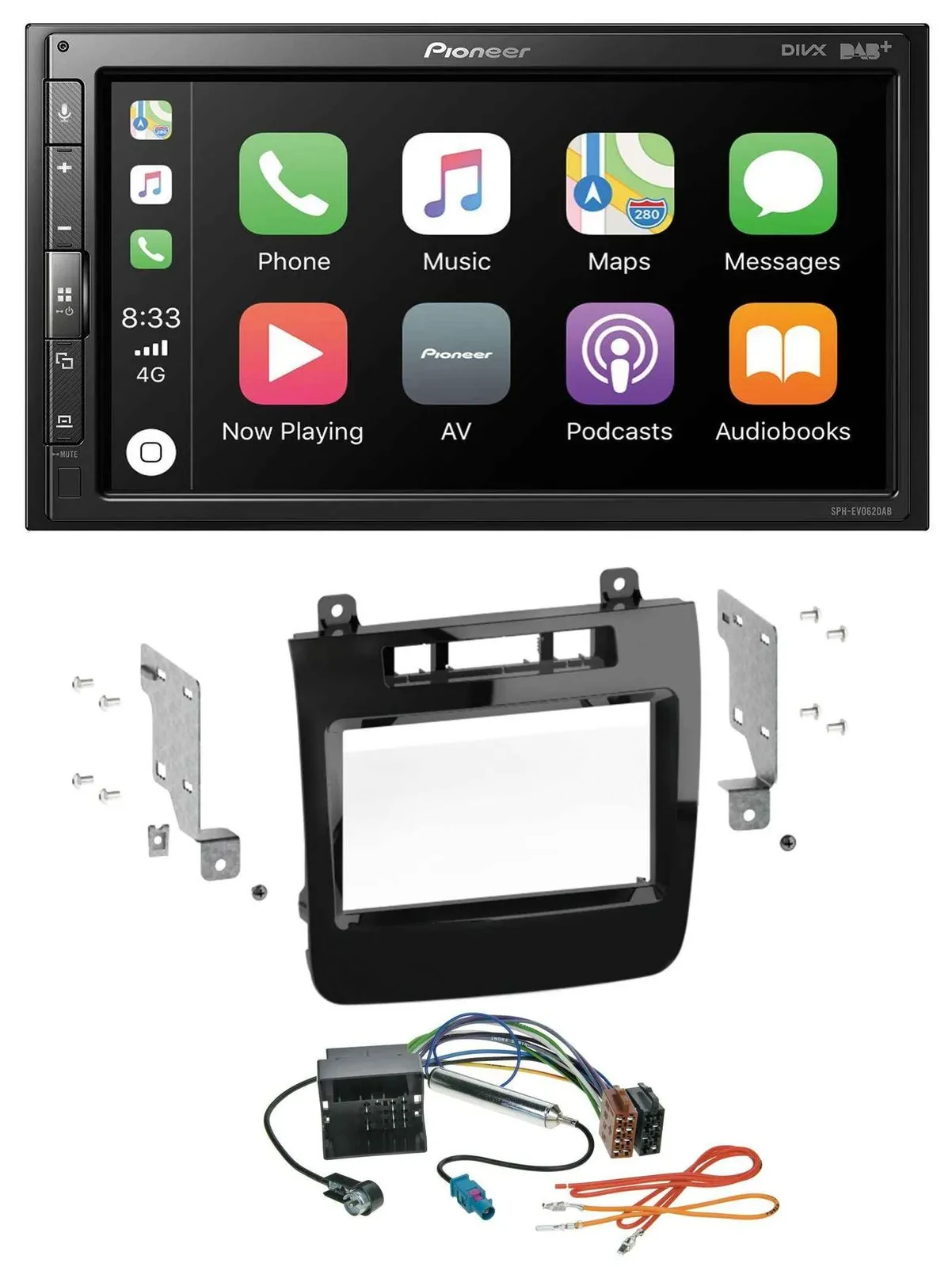 Автомагнитола Pioneer 2DIN, USB, MP3, DAB, Bluetooth для VW Touareg (2010–2014)