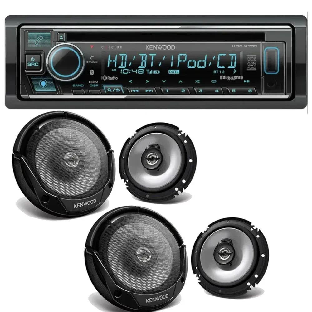 Автомагнитола Kenwood eXcelon KDC-X705 CD (набор, 4x 6.5" коаксиальные динамики Kenwood KFC-1666S)