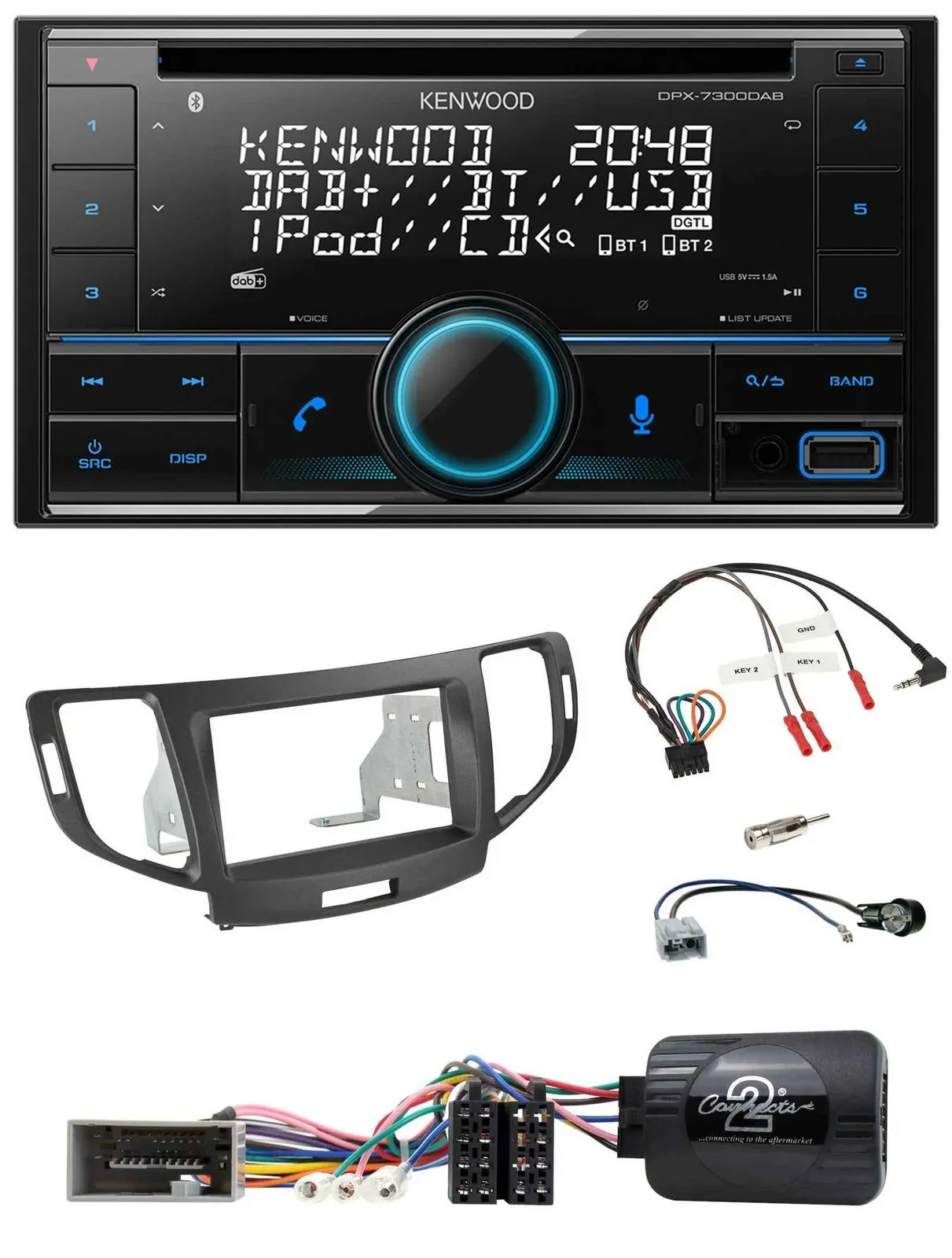 Kenwood CD 2DIN DAB USB Lenkrad Bluetooth Autoradio für Honda Accord 2008-2015 a