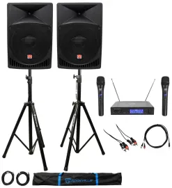 Rockville Powered Dual 15" ipad/iphone/Android/Laptop/TV Karaoke Machine/System