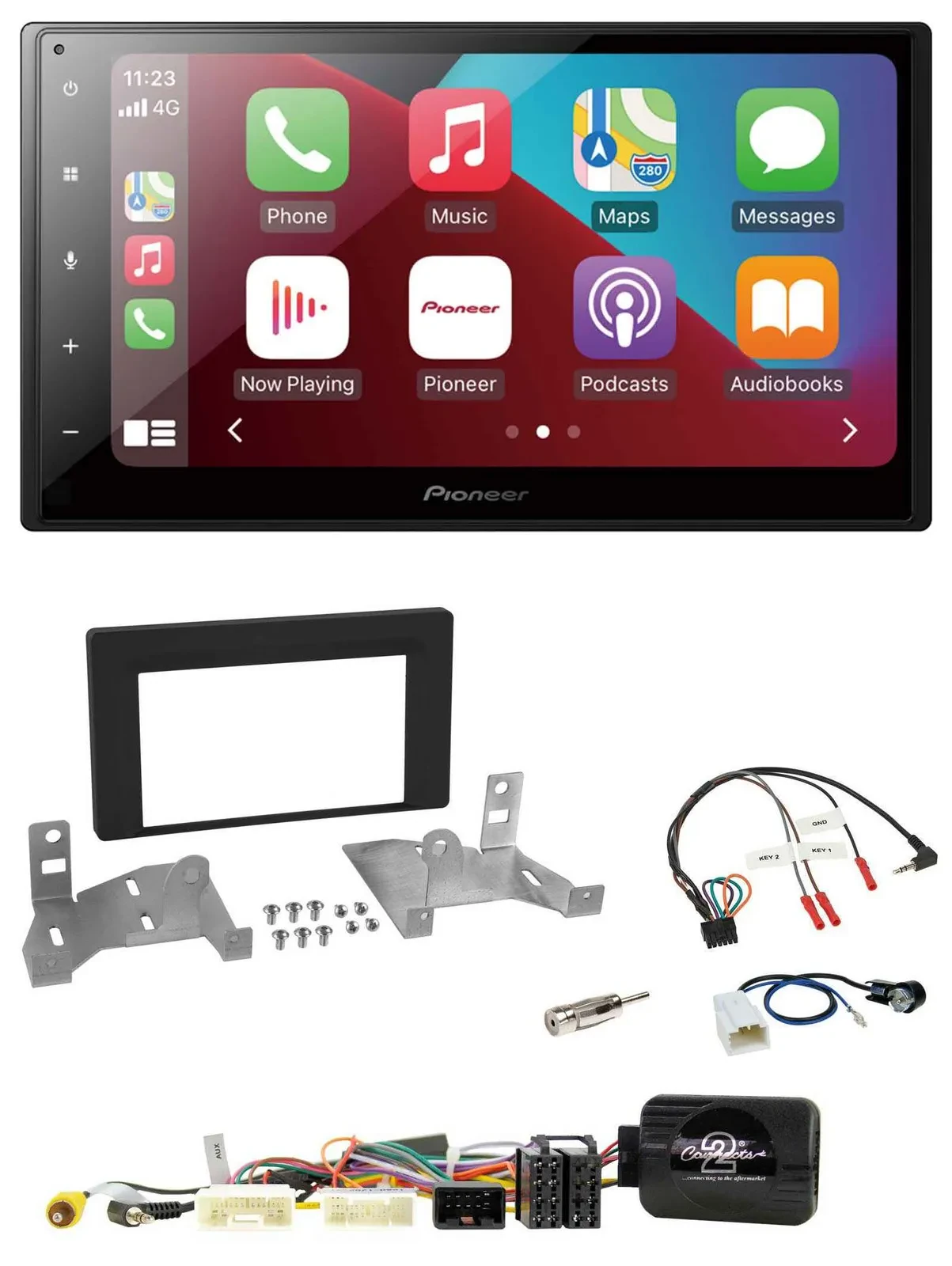 Автомагнитола Pioneer 2DIN DAB Bluetooth для Toyota Aygo (с 2022, AB7), USB, черный