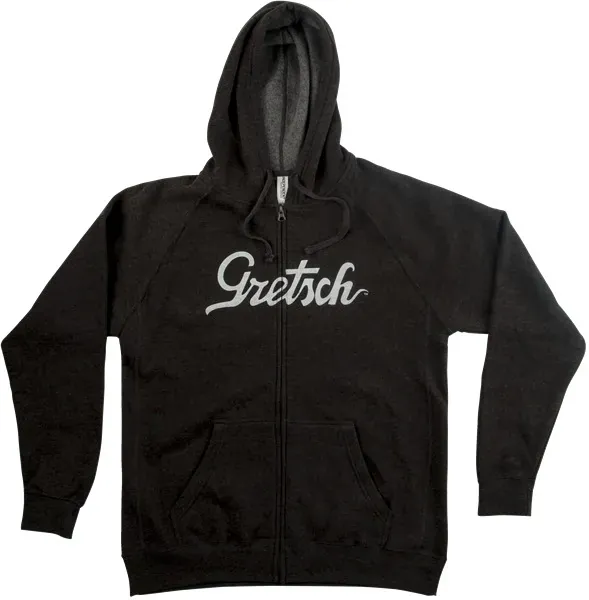 Gretsch Script Logo Zip Front Hoodie , Charcoal Gray, Size XXL , Cotton/Poly