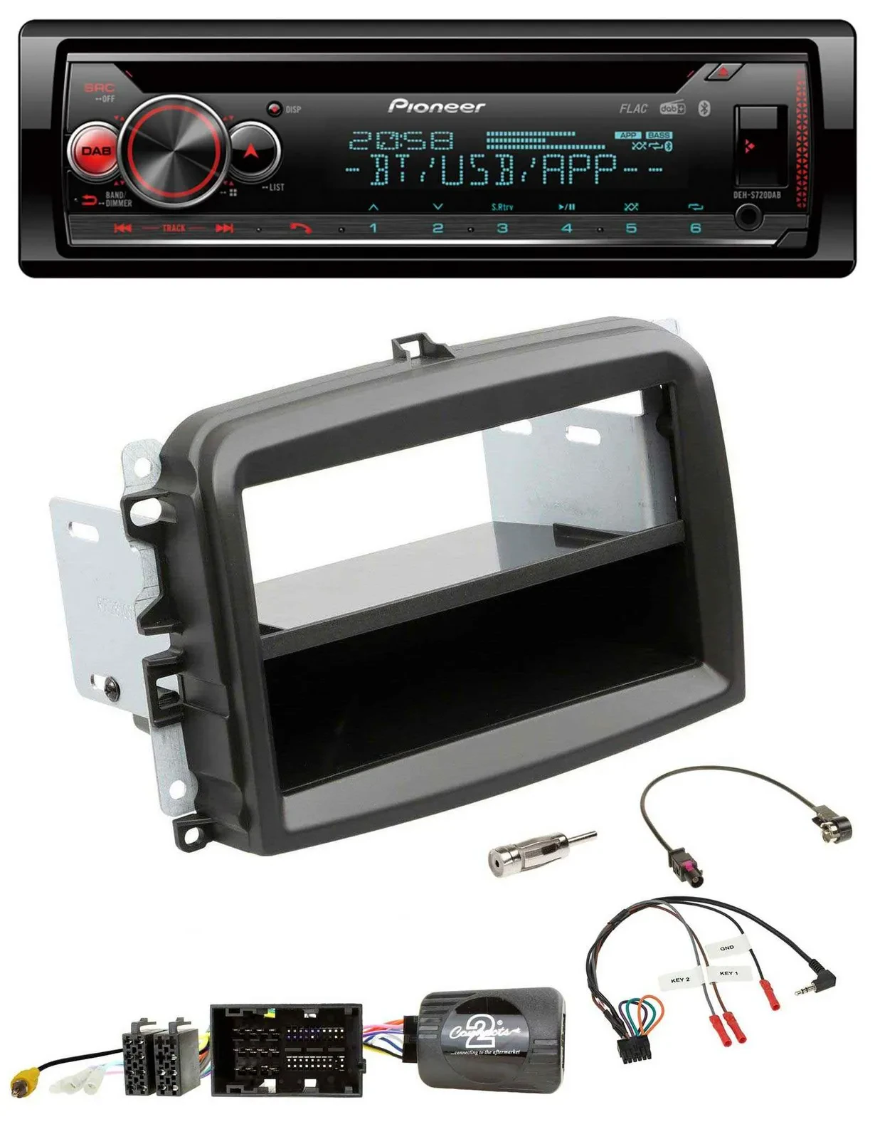 Автомагнитола для Fiat 500L (с 2012) Pioneer DAB, CD, Bluetooth, USB, поддержка управления на руле