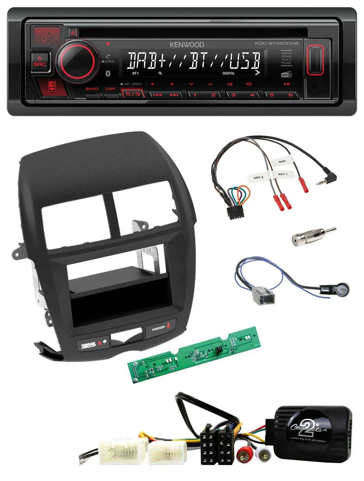 Kenwood Lenkrad CD USB Bluetooth DAB Autoradio für Mitsubishi ASX 2010-2014