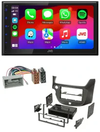 JVC Bluetooth USB MP3 2DIN DAB Autoradio für Honda Jazz ab 09 dunkelgrau