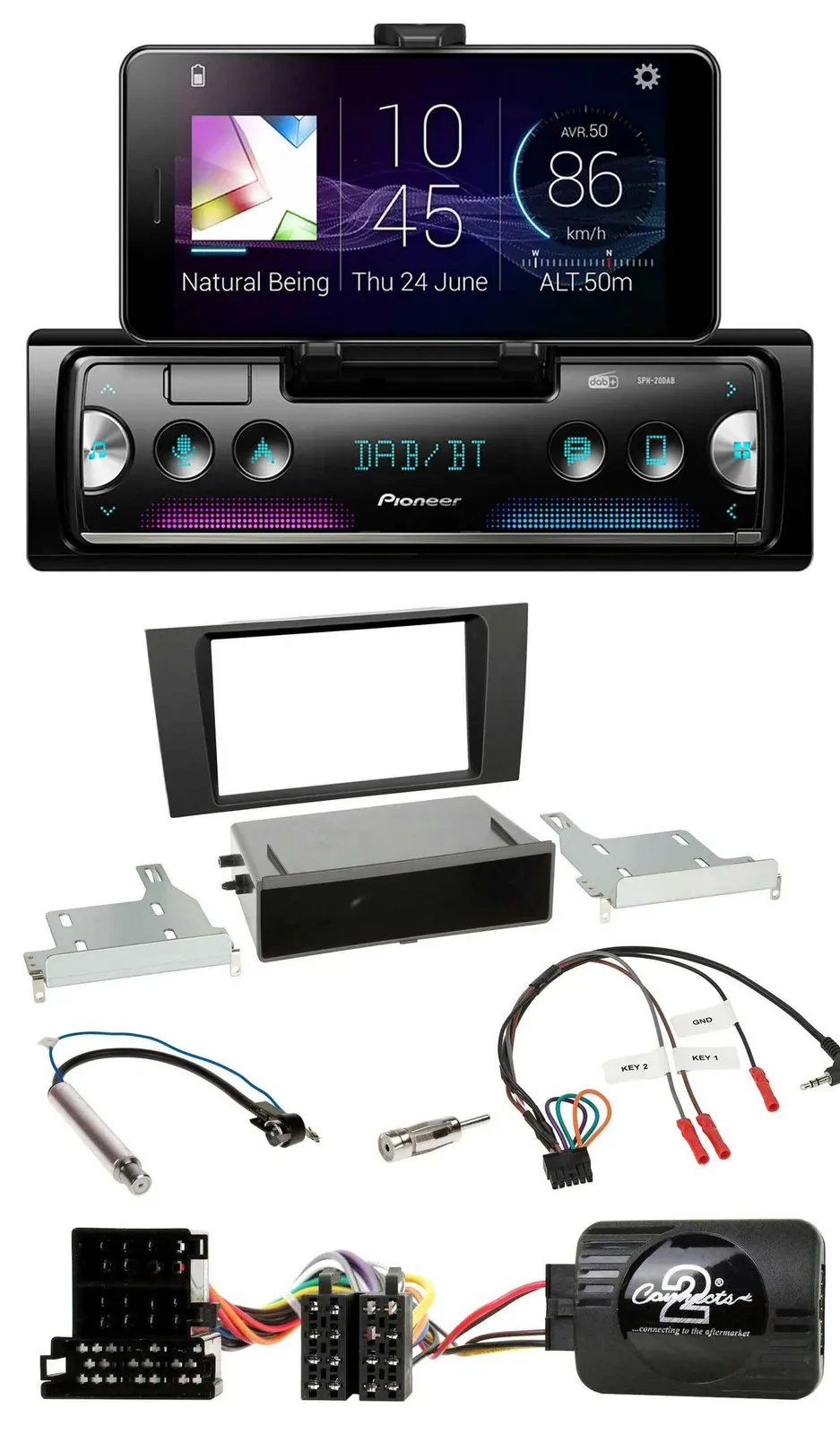 Автомагнитола для Audi A4 B5 1999–2001 Pioneer USB, Bluetooth, DAB, поддержка управления с руля
