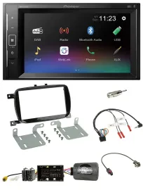 Автомагнитола для Fiat 500X Pioneer 2DIN, DAB, Bluetooth, USB, поддержка управления на руле
