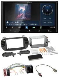 Kenwood Bluetooth 2DIN USB DAB MP3 Autoradio für Fiat 500 ISO ab 12 soft touch