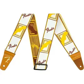 Гитарный ремень Fender WeighLess Monogram Guitar Strap White, Brown, and Yellow 2 in.