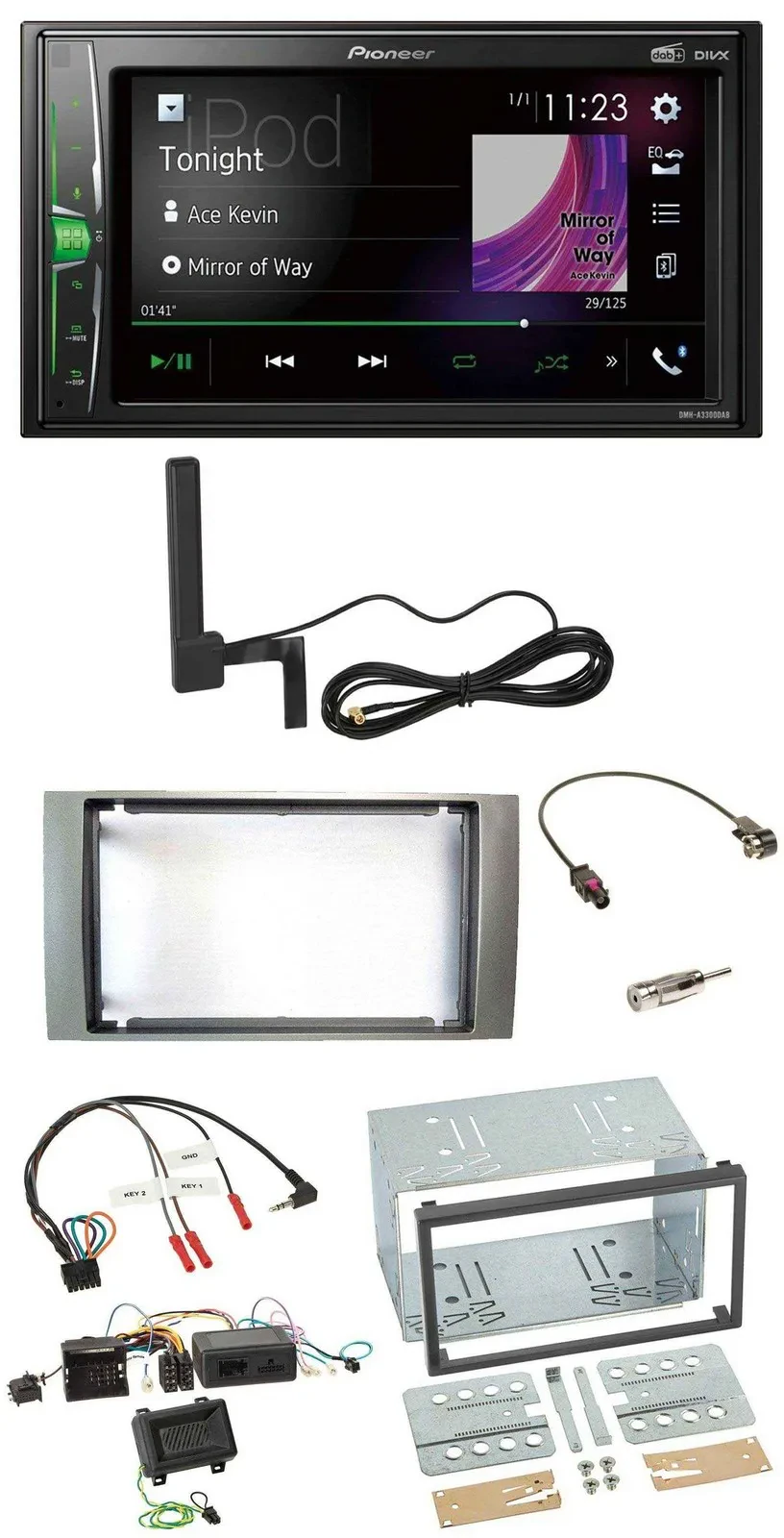 Автомагнитола для Ford Kuga (2008–2012) Pioneer 2 DIN, MP3, DAB, Bluetooth, серебристая