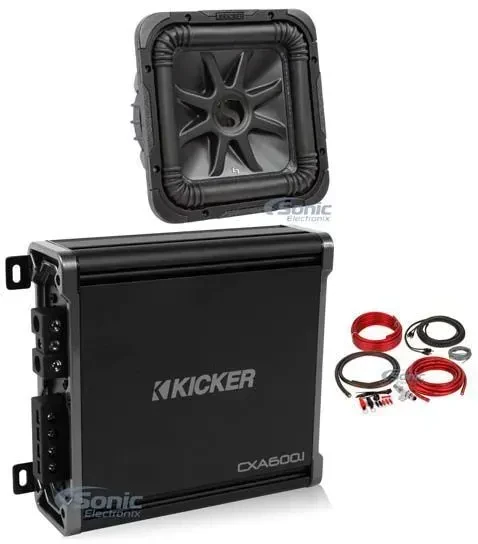 Kicker L7S104 10" 1200W Solobaric L7S Car Audio Subwoofer+Mono Amplifier+Amp Kit