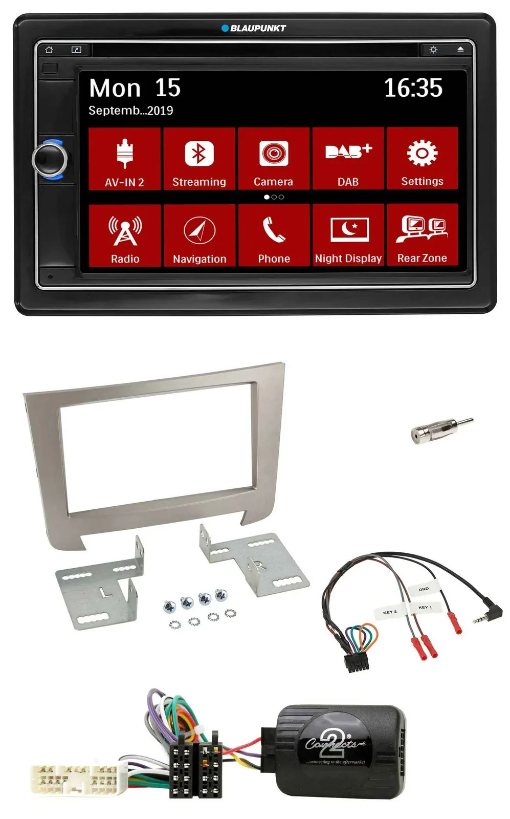 Blaupunkt Bluetooth DAB 2DIN USB DVD Lenkrad Autoradio für SSangYong Rexton ab 2