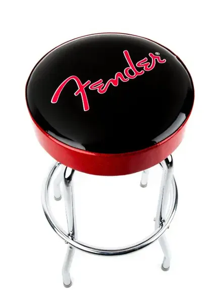 Стул для гитариста Fender Red Sparkle Logo Barstool 24 Inch Swivel Bar Stool with Padded Seat