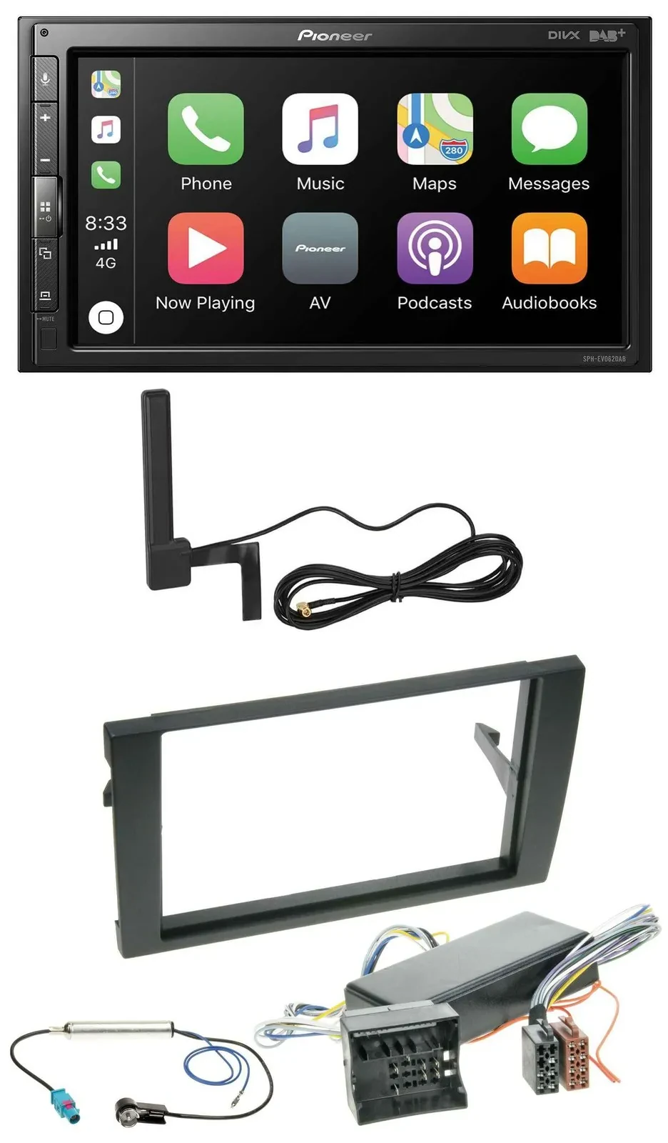 Pioneer USB 2DIN Bluetooth DAB MP3 Autoradio für Audi A4 04-08 B7 Bose Aktivsyst