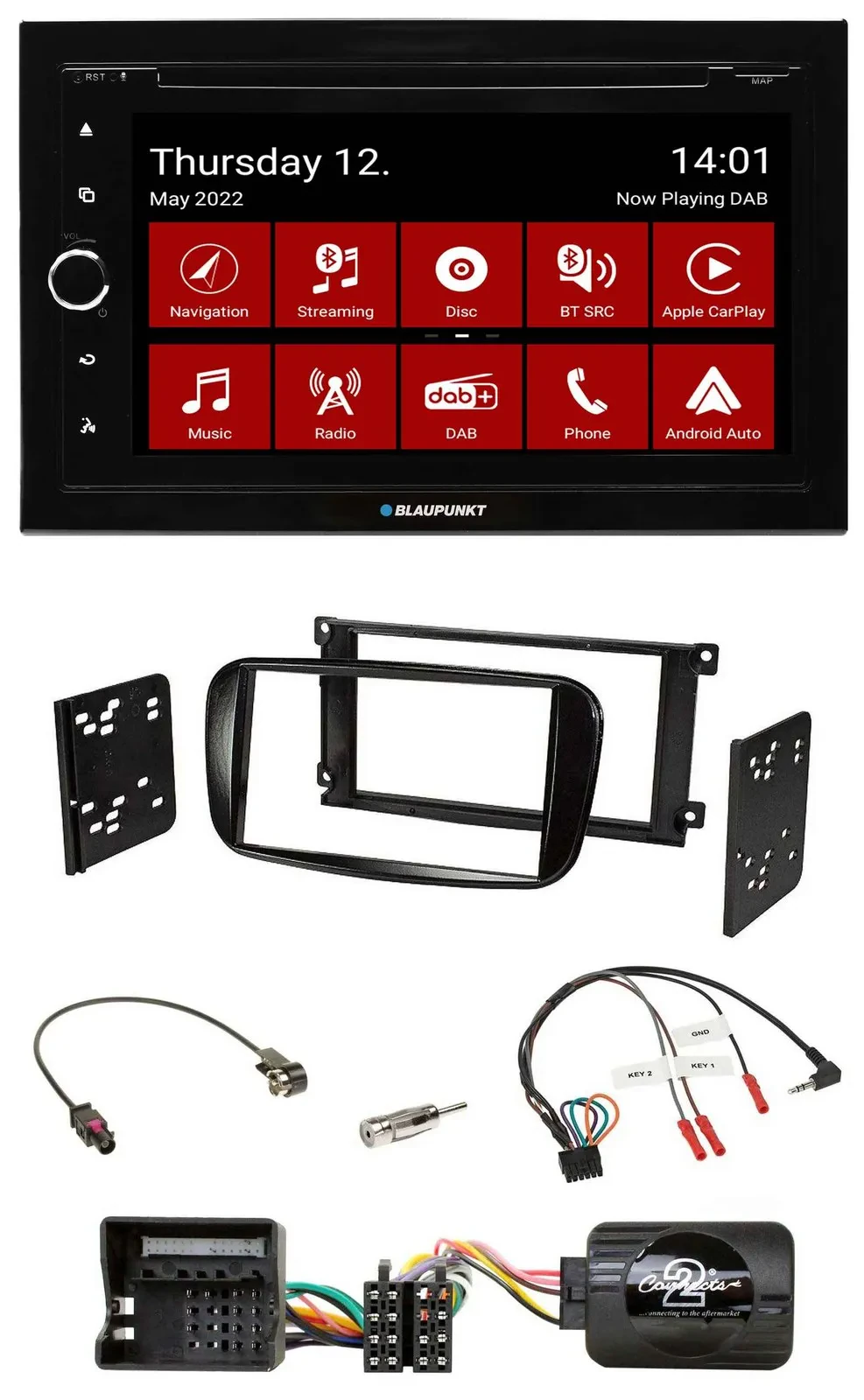 Blaupunkt 2DIN Lenkrad Bluetooth USB TMC DAB Navigation für Ford Mondeo 07-14 S-