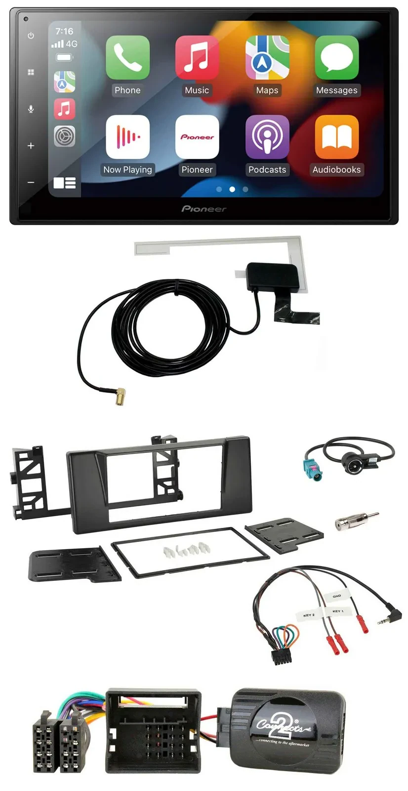 Автомагнитола Pioneer 2DIN USB Bluetooth DAB для BMW 5 Series E39 2001–2004, поддержка активной системы