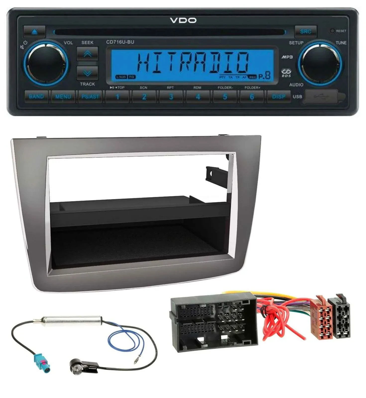 VDO AUX MP3 1DIN CD USB Autoradio für Alfa Romeo Mito ab 14 955 silber