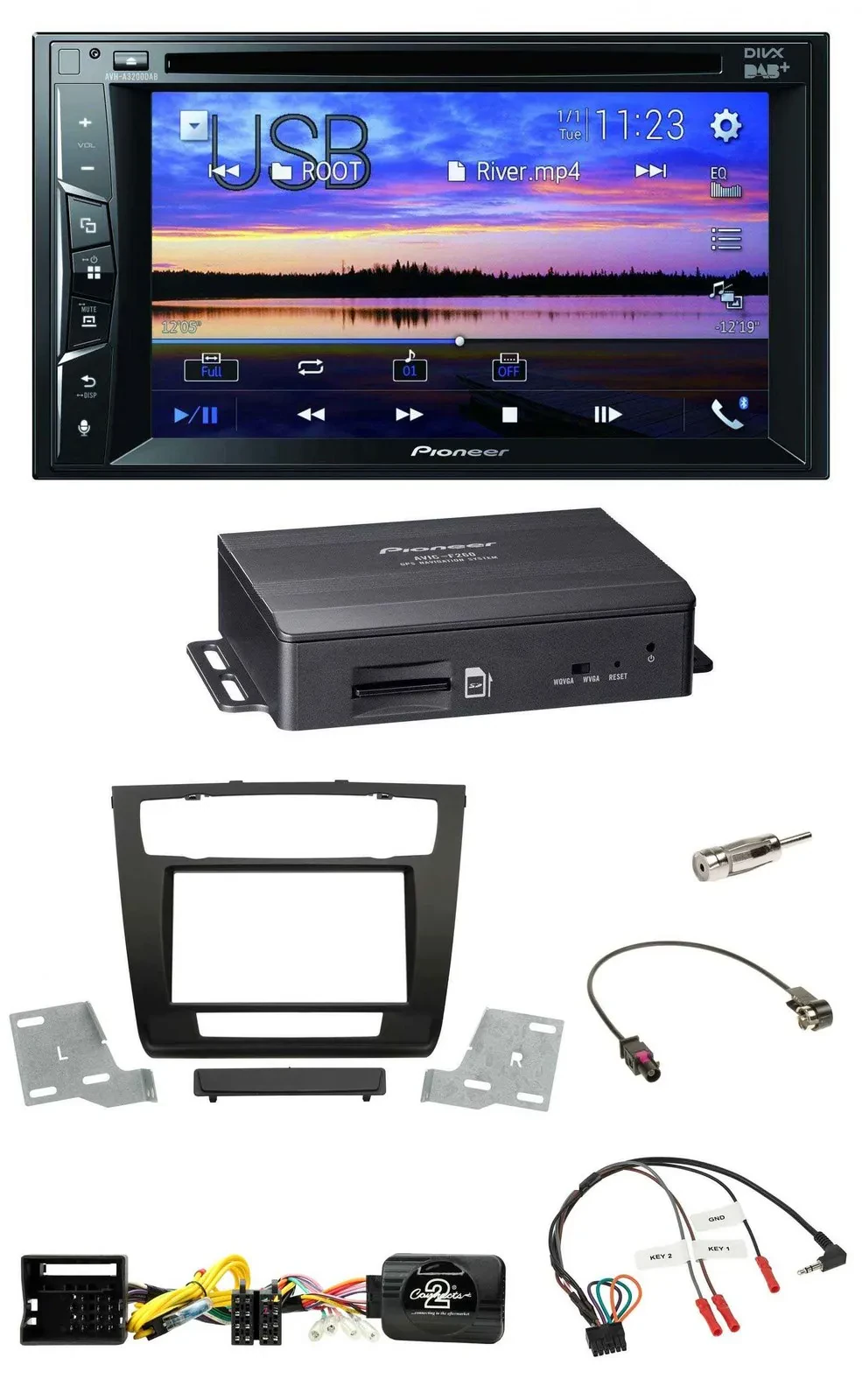 Pioneer 2DIN TMC DAB Lenkrad USB Bluetooth Navigation für BMW 1er aut. Klima E81