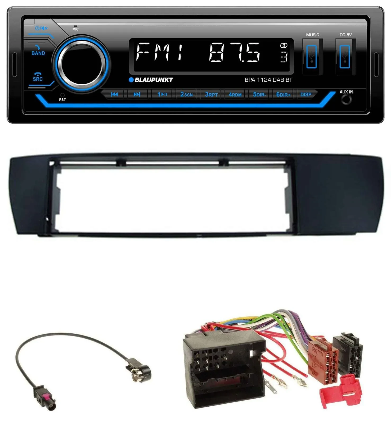 Blaupunkt Bluetooth USB DAB MP3 Autoradio für BMW X3 (E83 2004-2010) seitlich