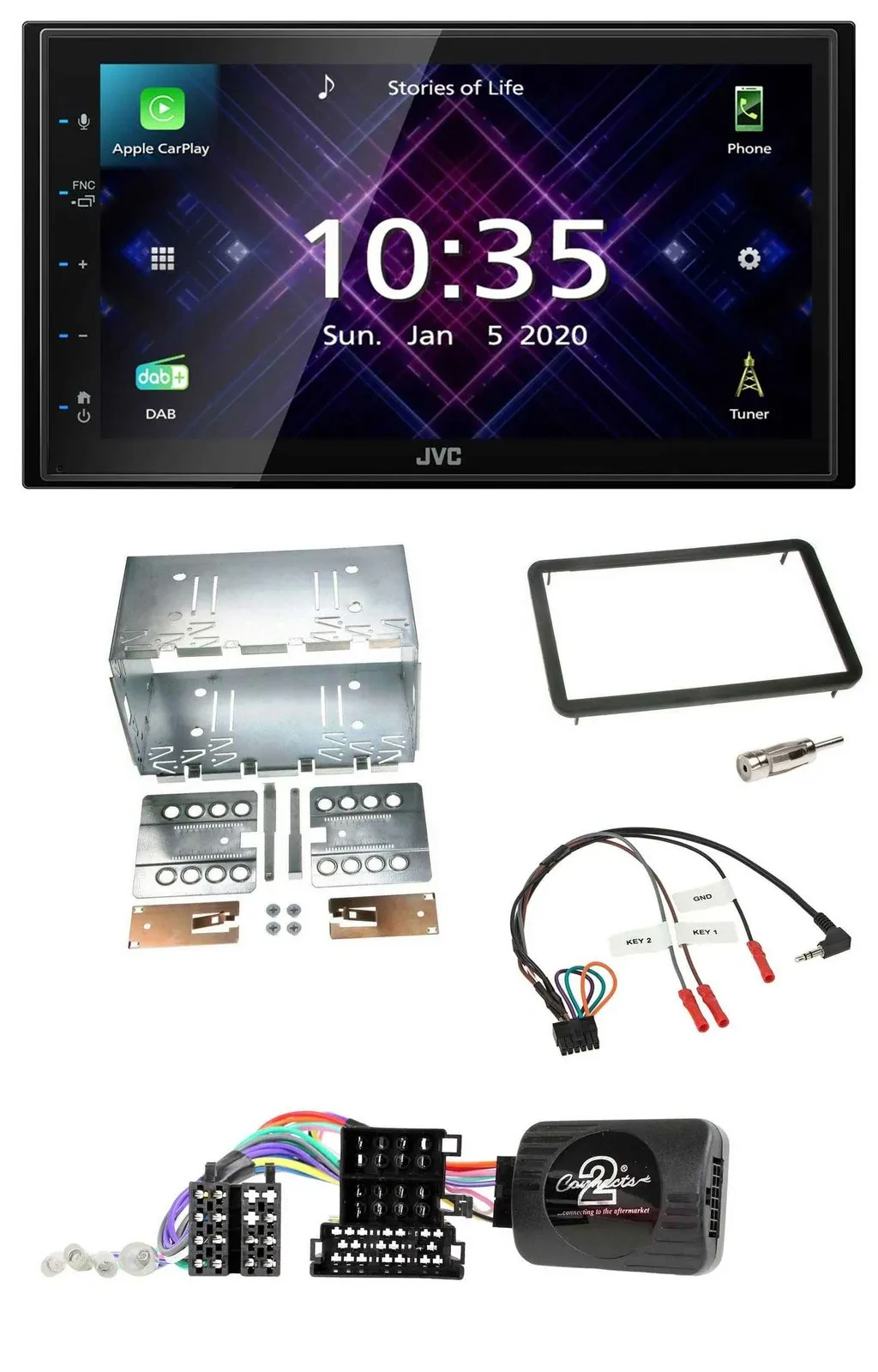 JVC DAB 2DIN Lenkrad Bluetooth USB Autoradio für Alfa Romeo 159 Brera Spider