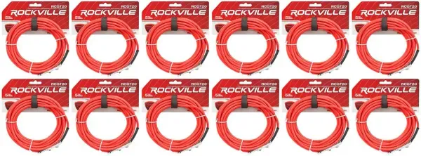 Инструментальный кабель Rockville RCGT20R Red 6.1 м (12 штук)