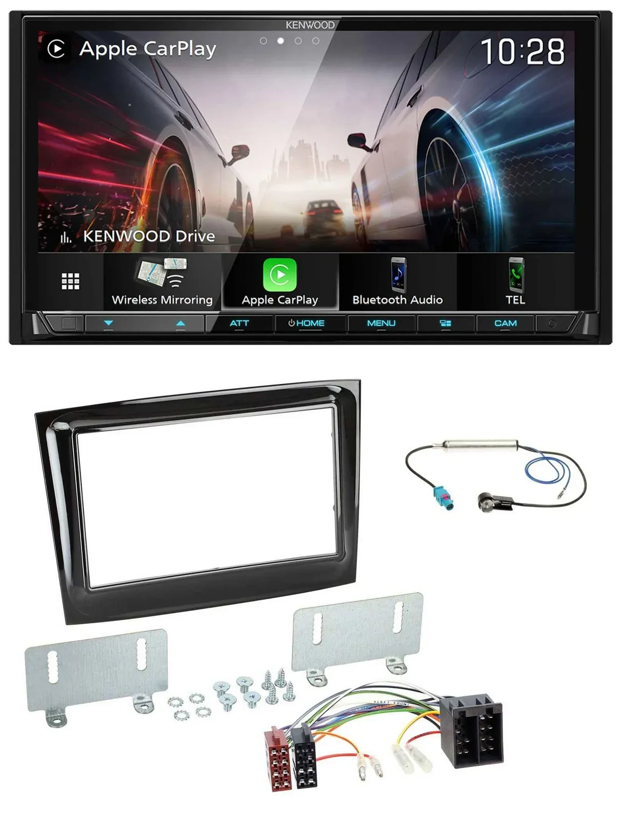 Kenwood MP3 2DIN USB DAB Bluetooth Autoradio für Fiat Doblo ab 15 piano schwarz