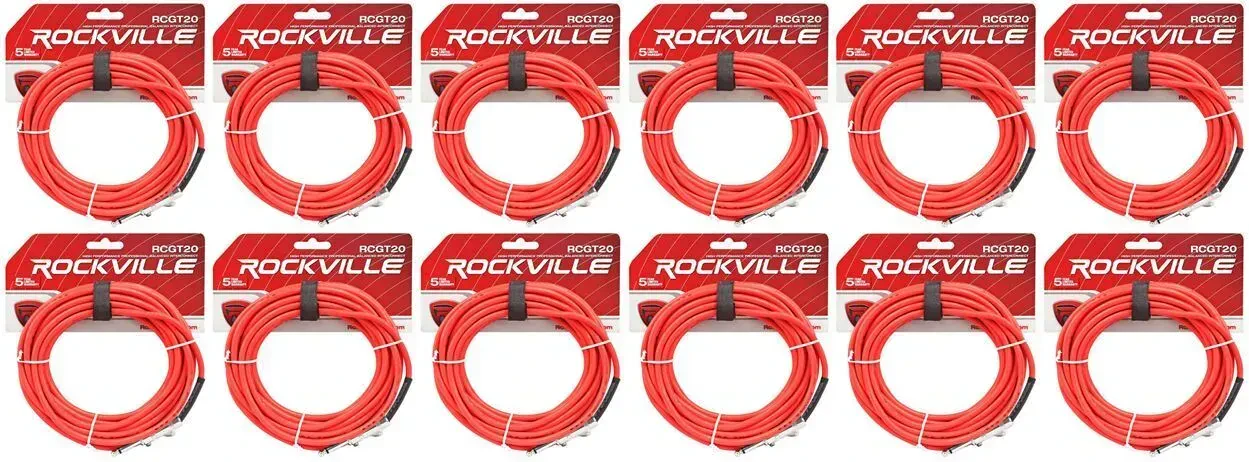Инструментальный кабель Rockville RCGT20R Red 6.1 м (12 штук)