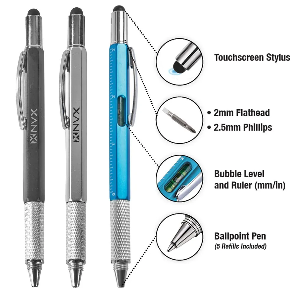 NVX NAPEN3PK | 6 in 1 Multifunction Tool Pen with 5 Refills