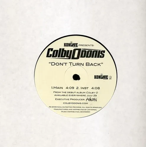 Виниловая пластинка Colby O'Donis – Don't Turn Back 12" (Релиз 2008)