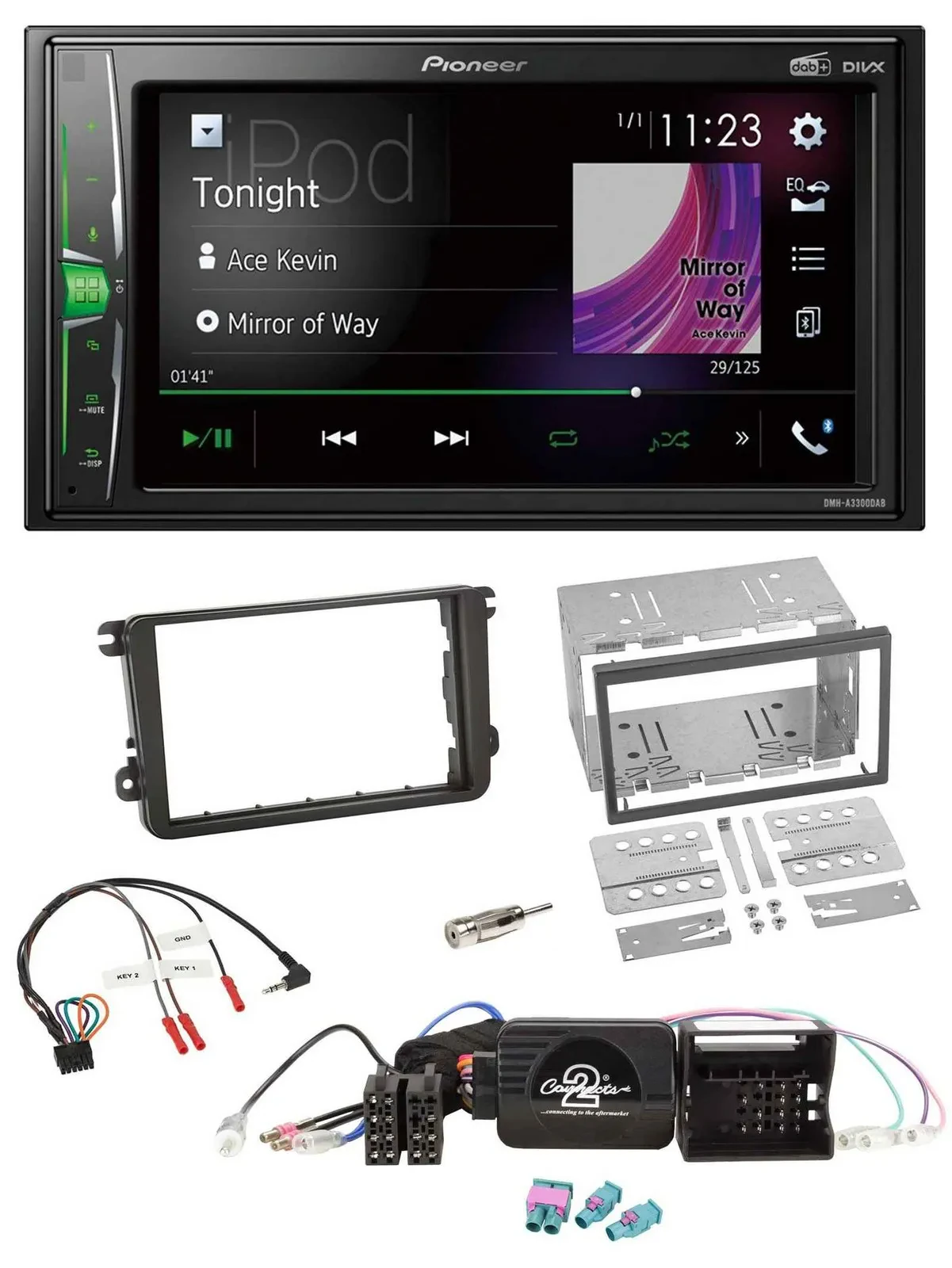 Автомагнитола Pioneer 2DIN DAB USB Bluetooth для VW Amarok/Beetle/EOS/Caddy с поддержкой кнопок на руле