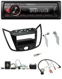 Автомагнитола Pioneer 1DIN, MP3, DAB, USB, совместима с кнопками на руле, для Ford C‑Max/Kuga, матовый черный