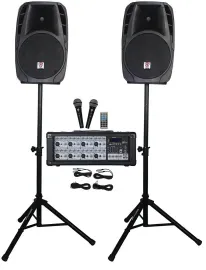 Rockville 12" Church Speakers+Mixer+Stands+Mics+Bluetooth 4 Church Sound Systems