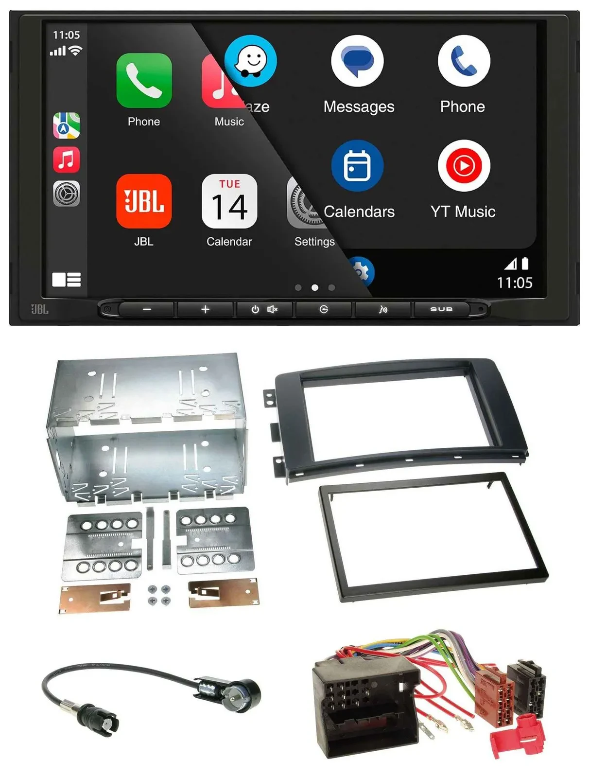 JBL USB 2DIN MP3 Bluetooth AUX Autoradio für Smart ForTwo 07-10 ForFour 04-06 Qu