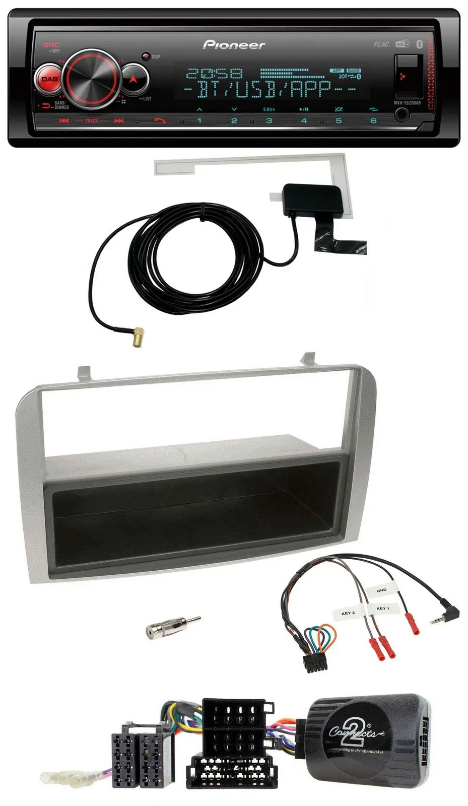 Автомагнитола Pioneer Bluetooth DAB USB для Alfa Romeo GT/147 (2007–2010), серебристая
