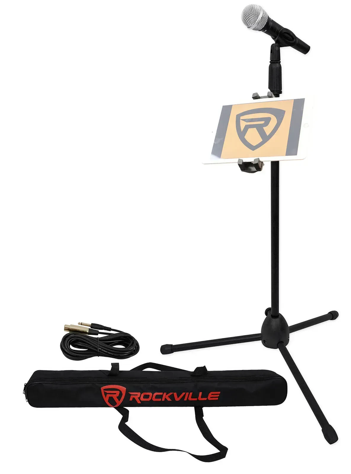 Микрофон проводной Rockville Pro Mic Kit 1 + IPS44 с микрофонной стойкой, сумкой, кабелем и креплением для iPad/iPhone