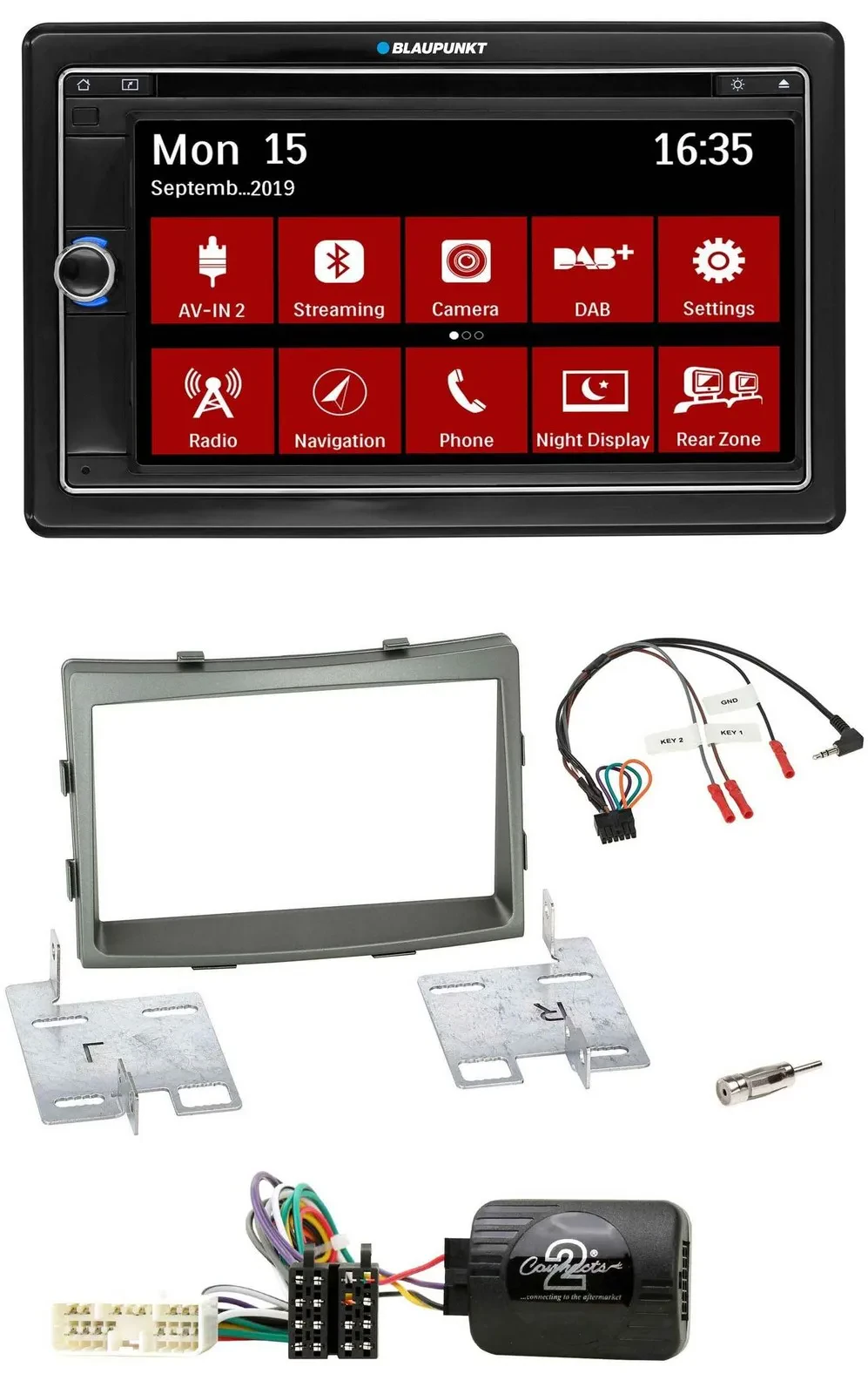 Blaupunkt TMC USB Lenkrad Bluetooth DAB 2DIN Navigation für SSangYong Rodius ab