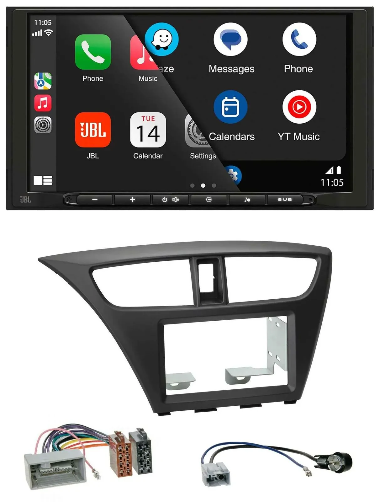 JBL USB 2DIN MP3 Bluetooth AUX Autoradio für Honda Civic Hatchback ab 12