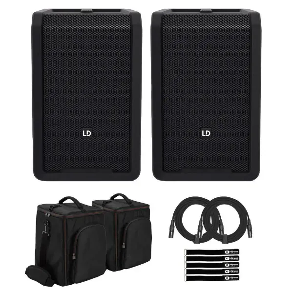 LD Systems ANNY 8 Bluetooth PA Speakers Black 2-Pack with Backpacks